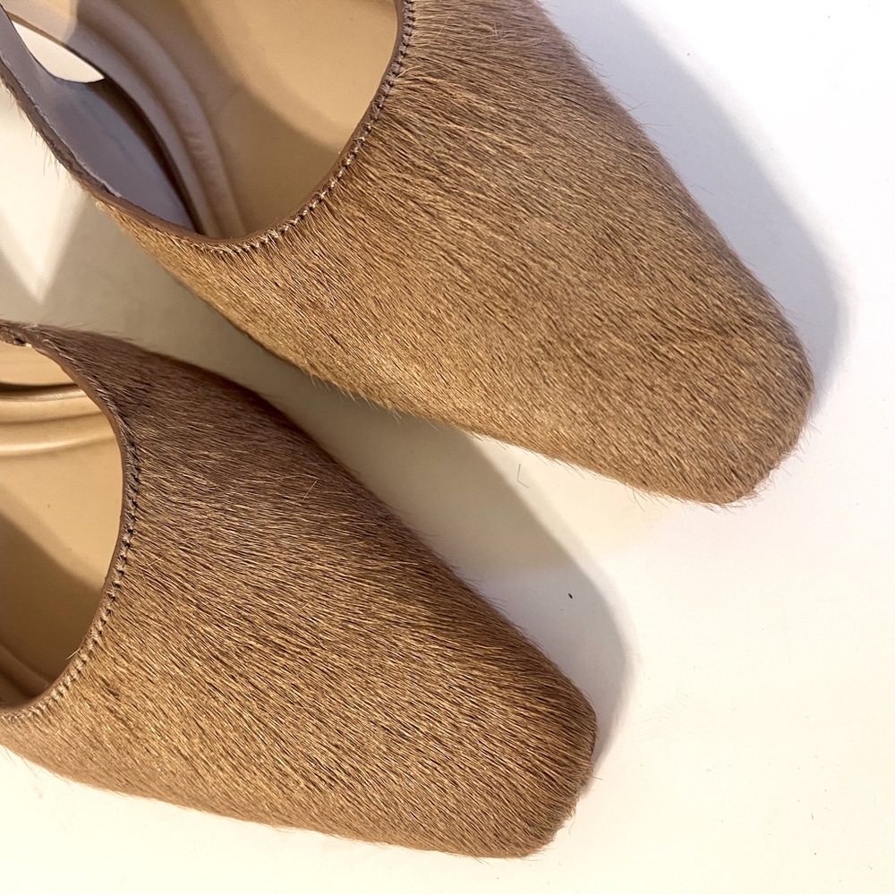 NWOT $116 Antonio Melani Camel Bovine Hair Leather Slingback Pumps - Picture 2 of 7